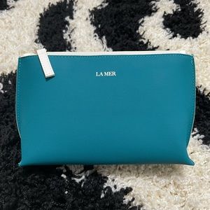 Brand New La Mer Top-Zip Cosmetic Bag/Make-up Case In Green 8.5” X 3”